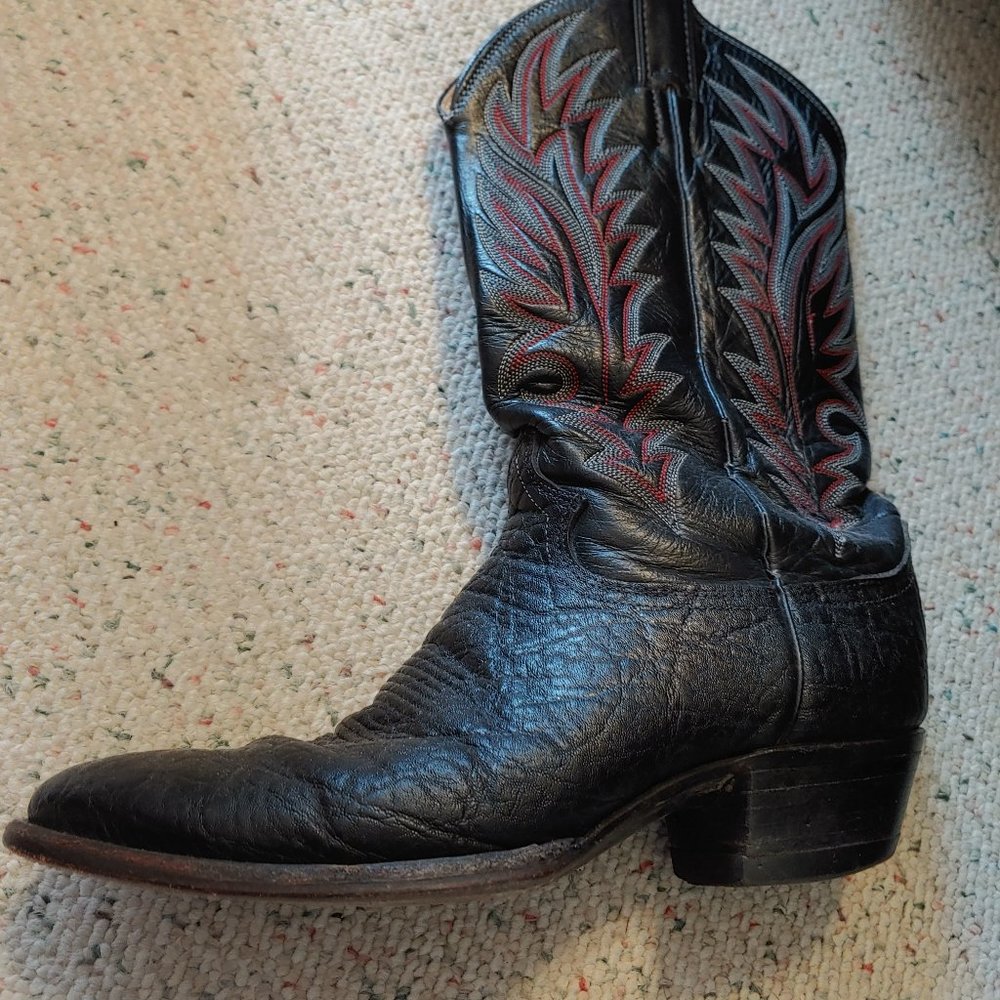 EUC Justin Cowboy Boots - Black Leather - 8.5